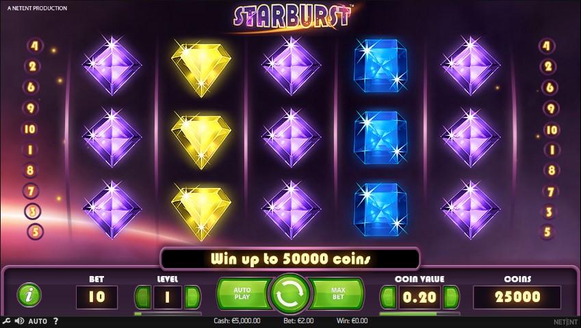 Игровой автомат Starburst в казино Jozz